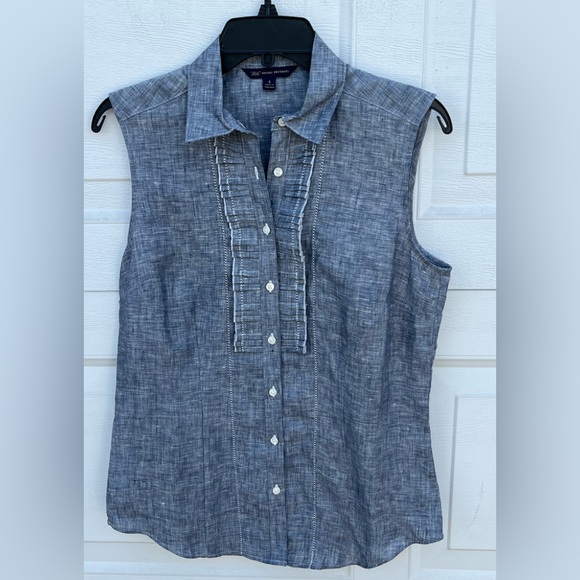 346 Brooks Brothers Tops - Women 346 Brooks Brothers grey button 100% Linen shirt 4